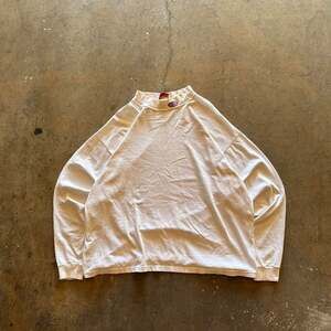Vintage 90s NHRA Cream Long Sleeve Mock Neck Shirt, Size Large — Boxy Fit